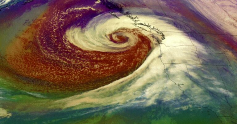 See the bomb cyclone approaching California from space