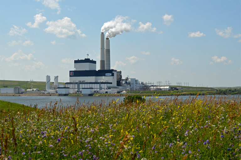 A view of the coal-fired Milton R. Young Power Plant, the planned site for Project Tundra, near Beulah, North Dakota.